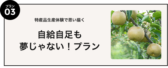 プラン03 特産品生産体験で思い描く自給自足も夢じゃない！プラン