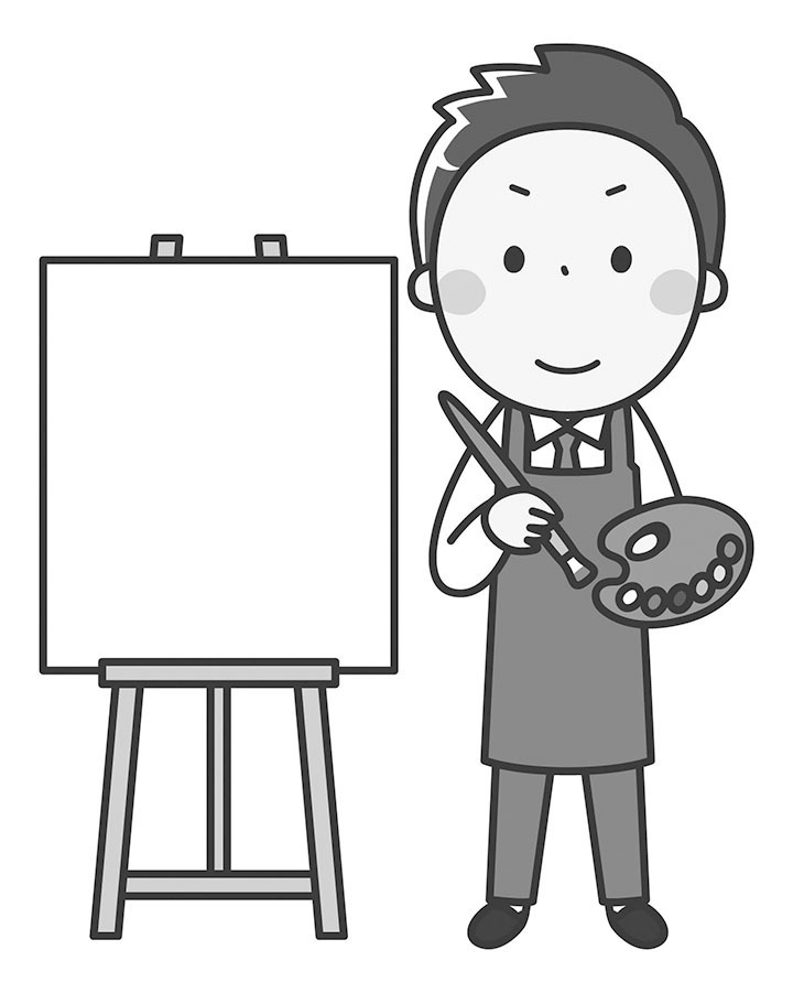 デッサンをする男子学生