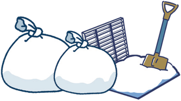 ごみ収集場所の雪かき