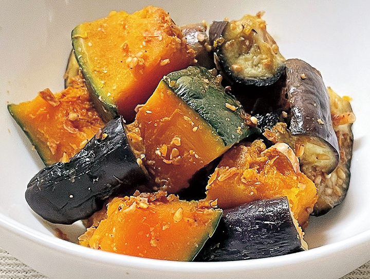 かぼちゃとなすのごまかつお