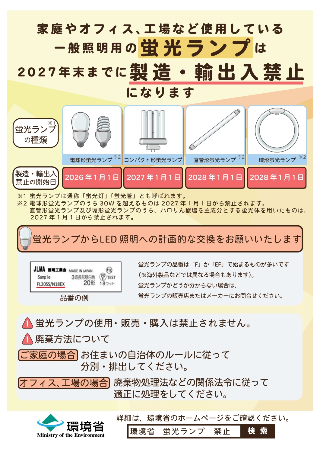 一般照明用の蛍光ランプは2027年末までに製造・輸出入禁止になりますの画像