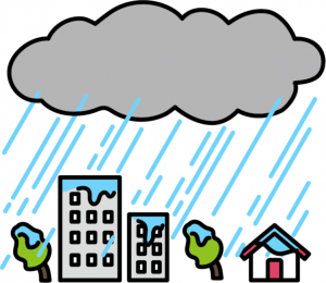 街を浸水から守るイラスト