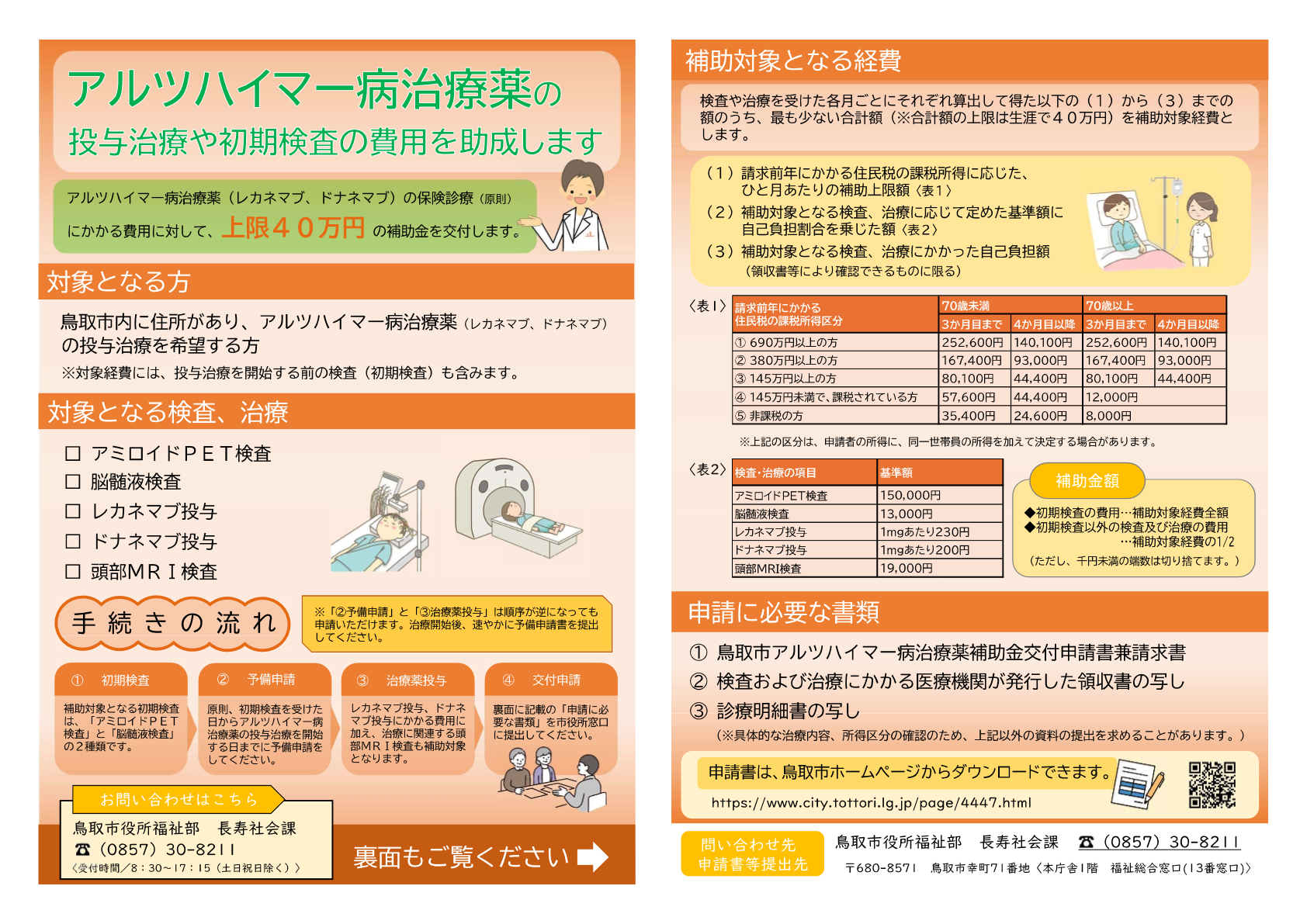 鳥取市アルツハイマー病治療薬補助金チラシ