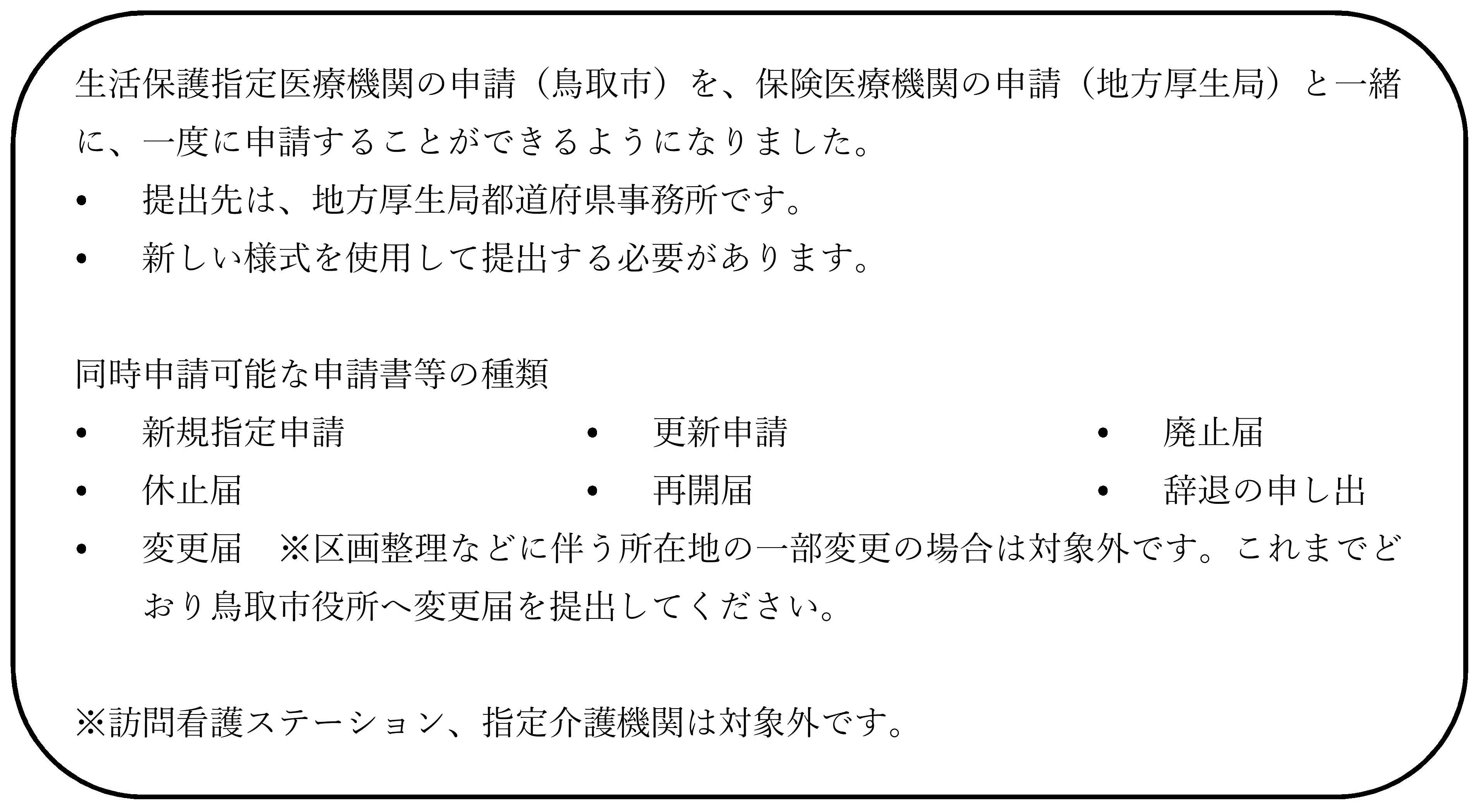 生活保護法による指定医療機関等へのお知らせの画像