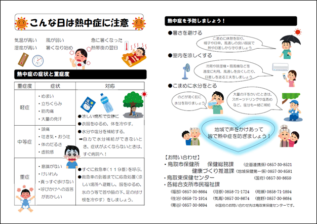鳥取市作成チラシ「こんな日は熱中症に注意」の画像1