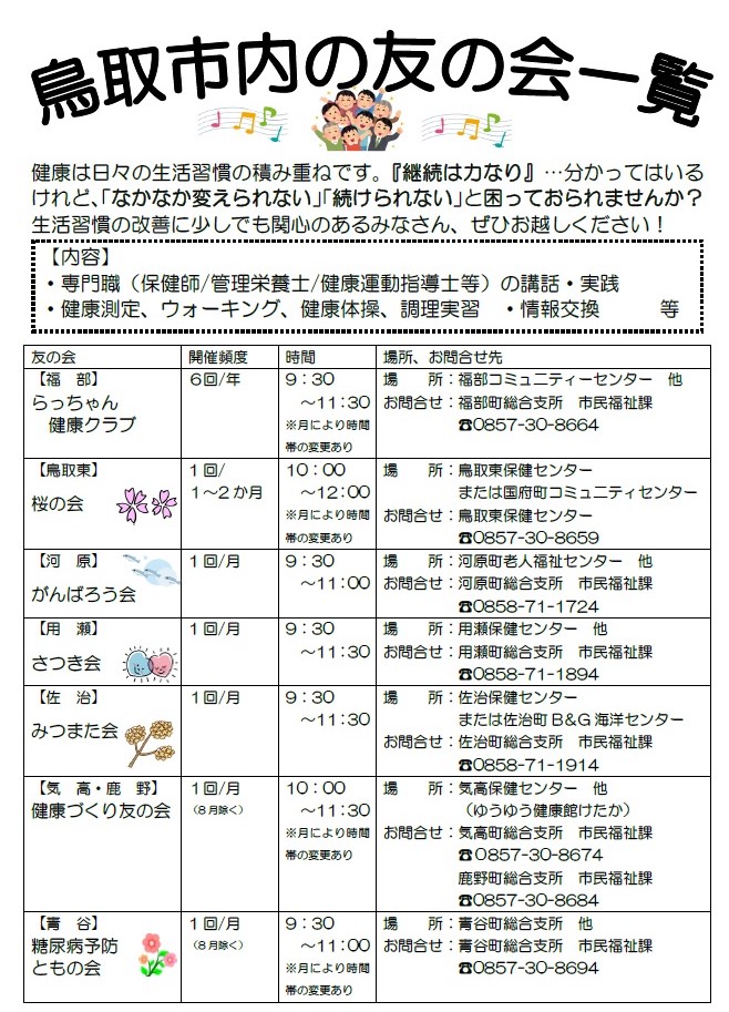 鳥取市内の友の会一覧の画像