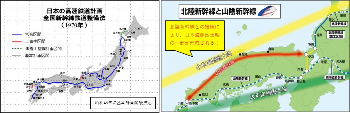 太平洋側に比べて日本海側の新幹線整備は遅れ、空白地帯が目立つの画像