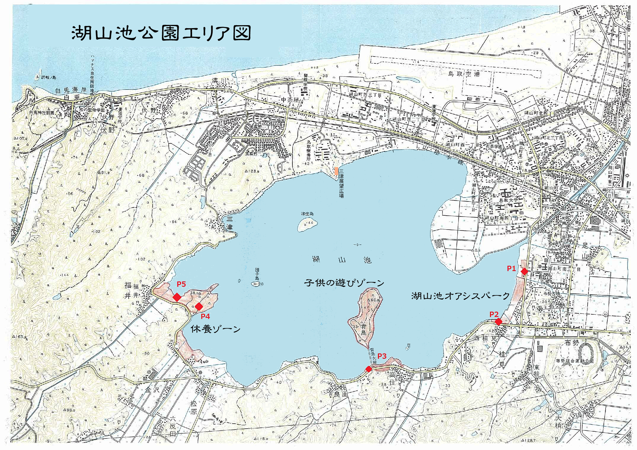 湖山池公園エリア図の画像