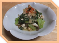 小松菜と鶏のささみの温サラダ
