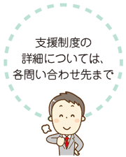 支援制度の詳細については、各問い合わせ先まで