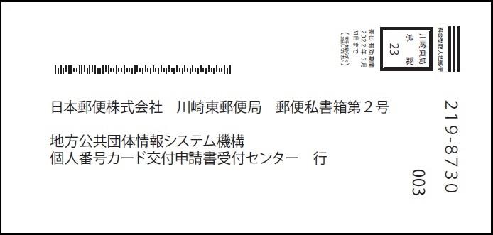 マイナンバーカード申請書送付用封筒