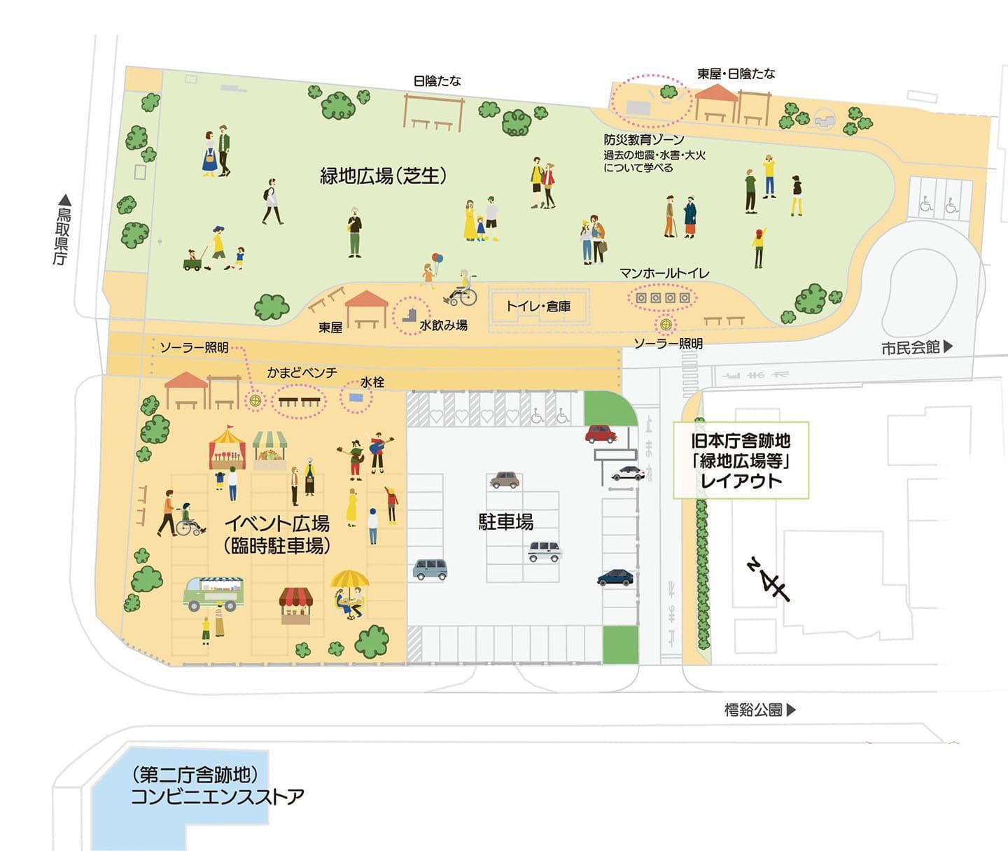 旧本庁舎跡地「緑地広場等」レイアウト