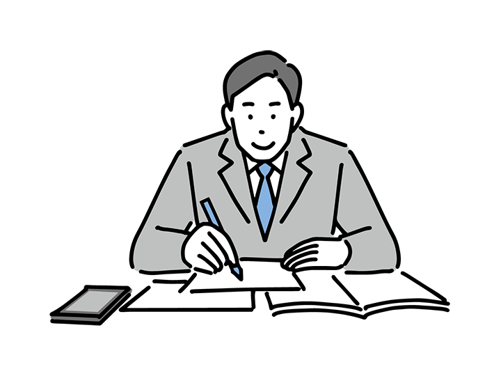 手続きをする人