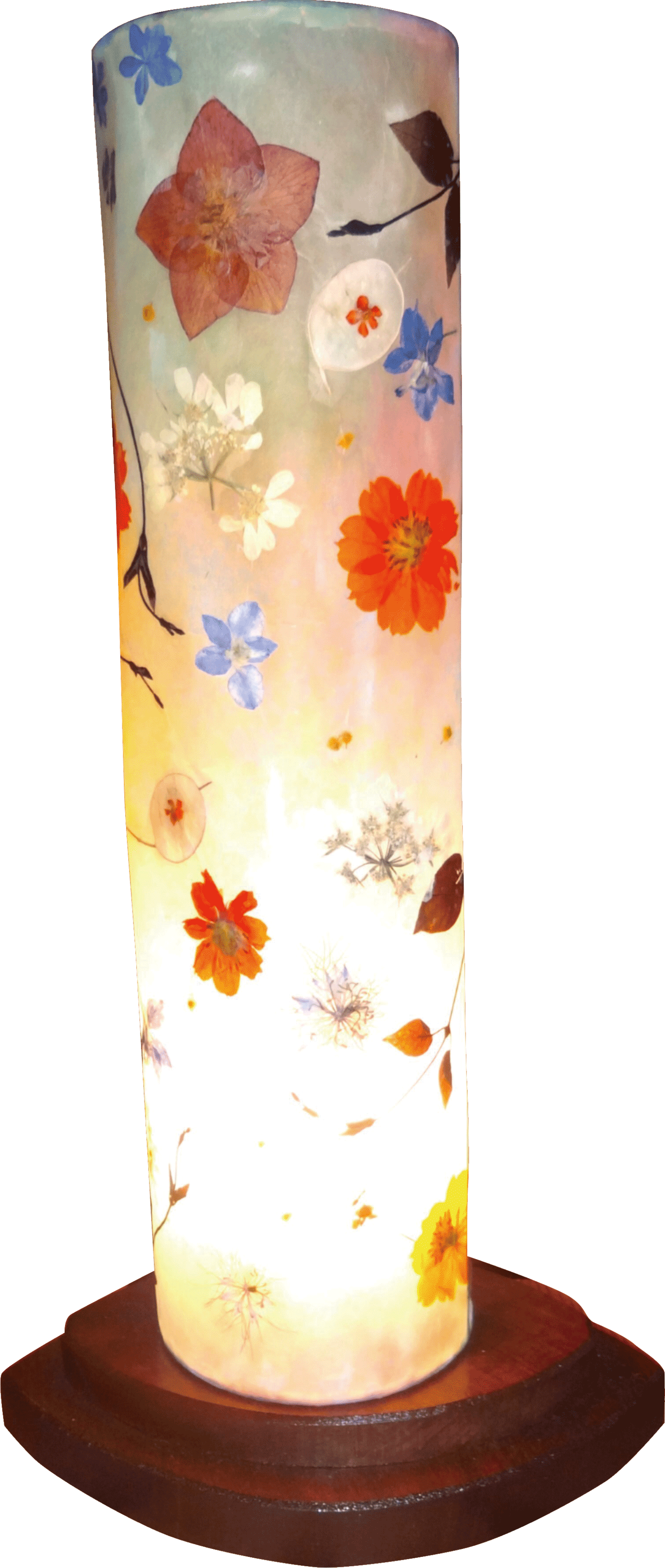 円筒型押し花ランプシェード