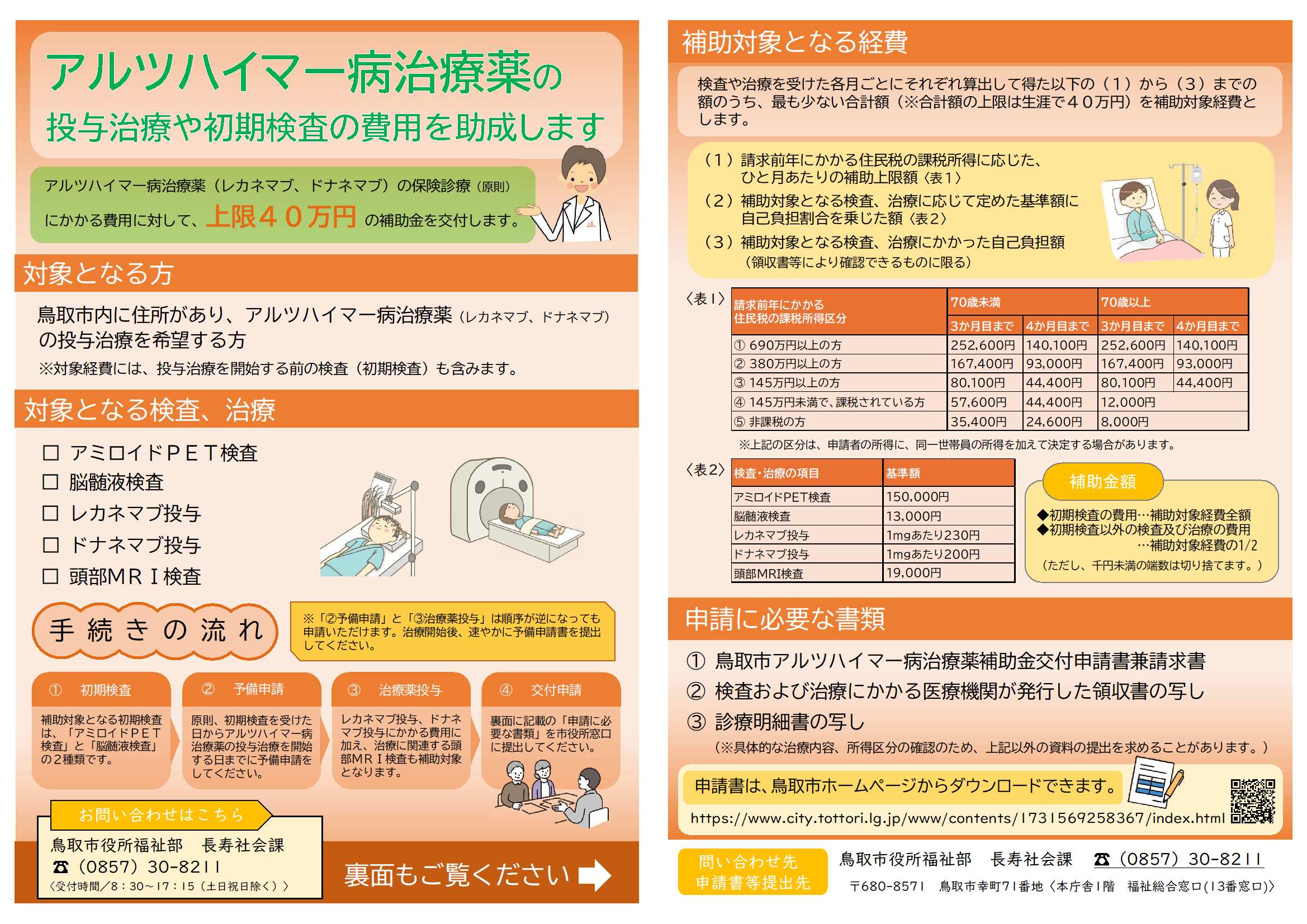 鳥取市アルツハイマー病治療薬補助金チラシ