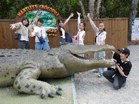 動物と触れ合う