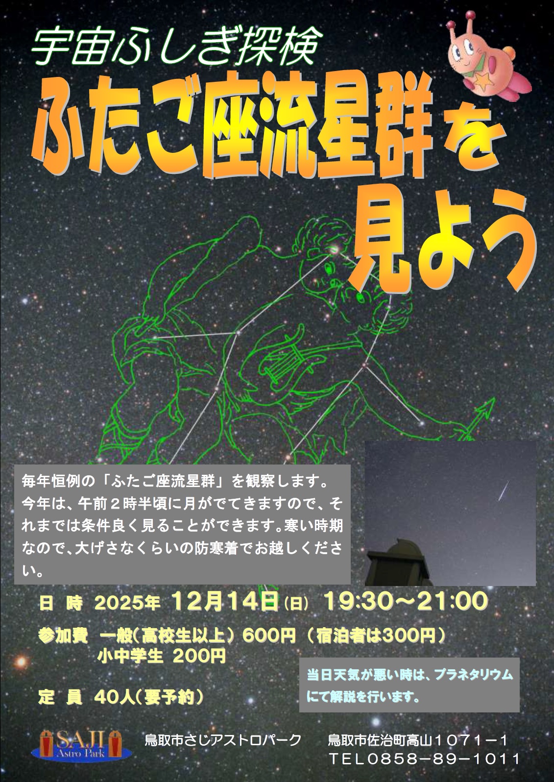 ふたご座流星群をみようポスター